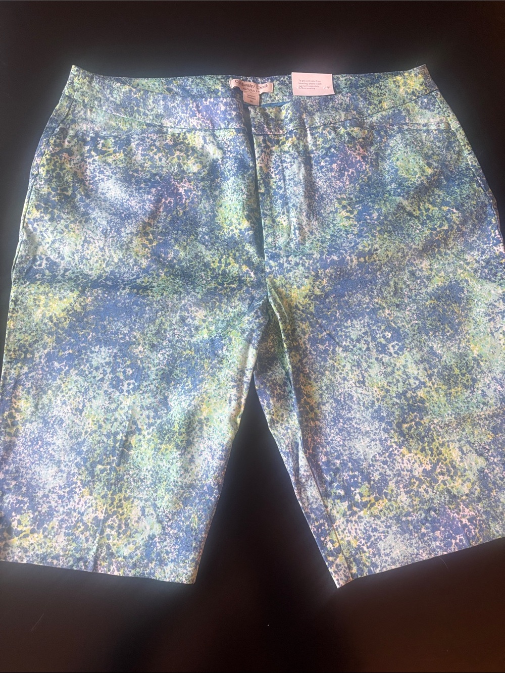 Cold Water Creek Natural Fit Blue and Green Print Bermuda Shorts NWT
